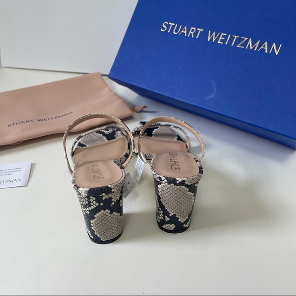 Stuart Weitzman Aleena Roccia Snake Pattern Block Heel Sandal New In Box - Picture 9 of 16